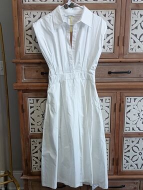 Freemarket Sleeveless White Shirt Dress